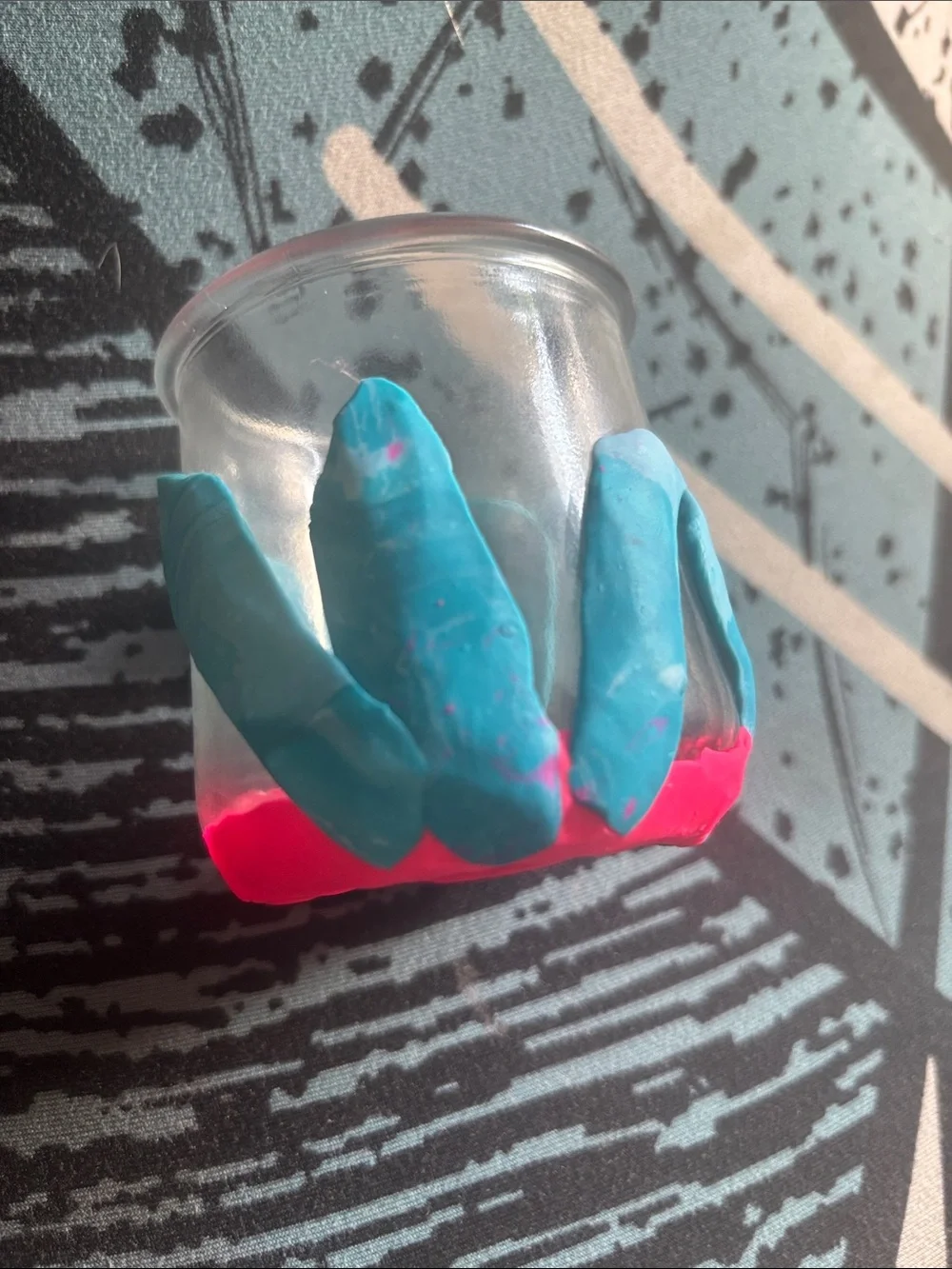 Handcrafted Clay Decorated Glass Holder